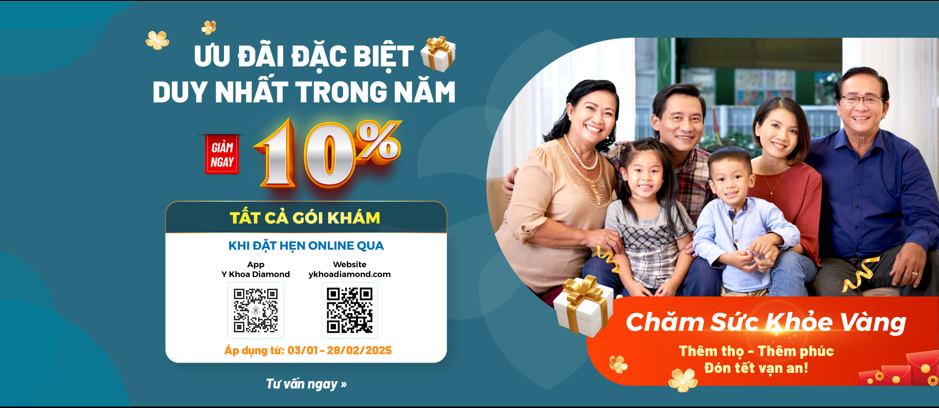 Giảm 10% tất cả gói khám khi đăng ký online